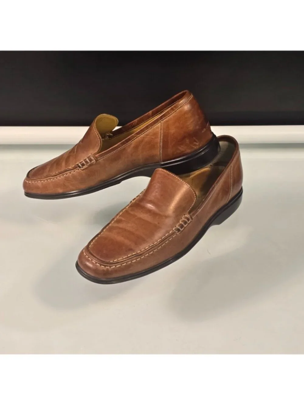 Cole Haan NikeAir Slip On Loafers Sz 7 Brown Leather Classic Preppy Italy